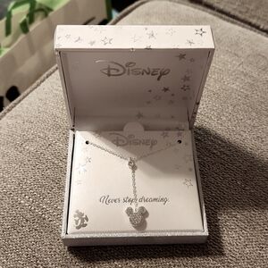 Disney Crystal Mickey Silver Y Necklace